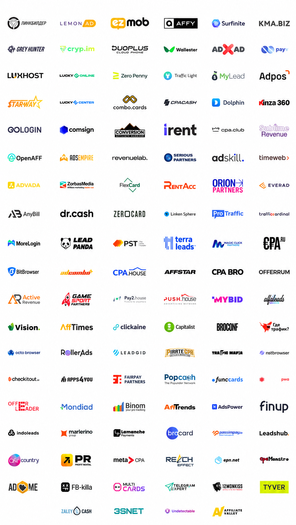 Logos de parceiros e marcas que utilizam o ShadowLink